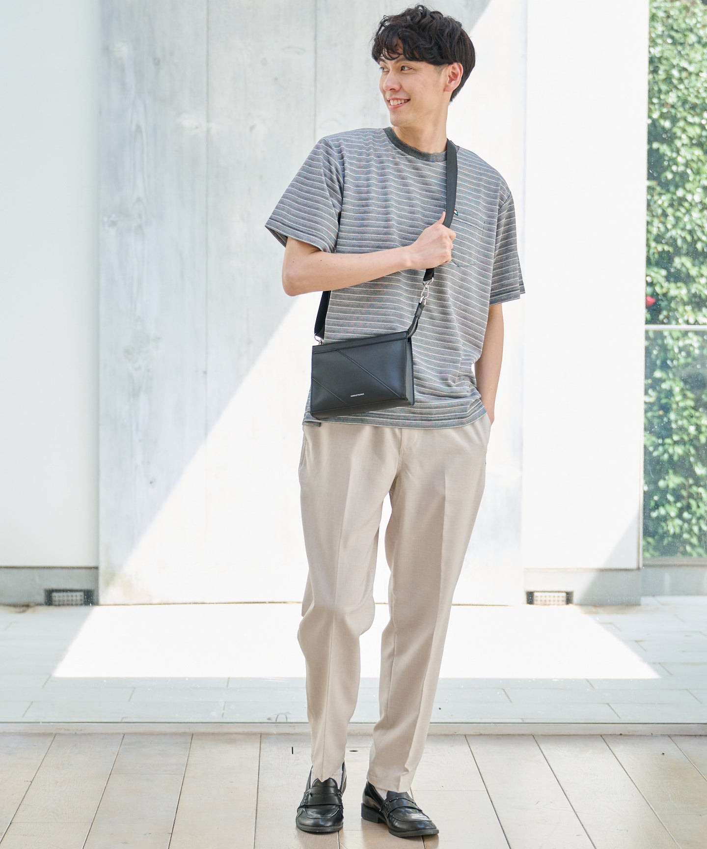 Arnold Palmer フェイクレザー パネルショルダーバッグ